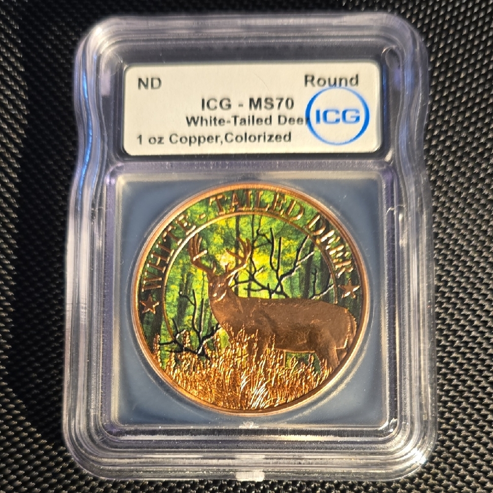Colorized White-Tailed Deer Copper Coin